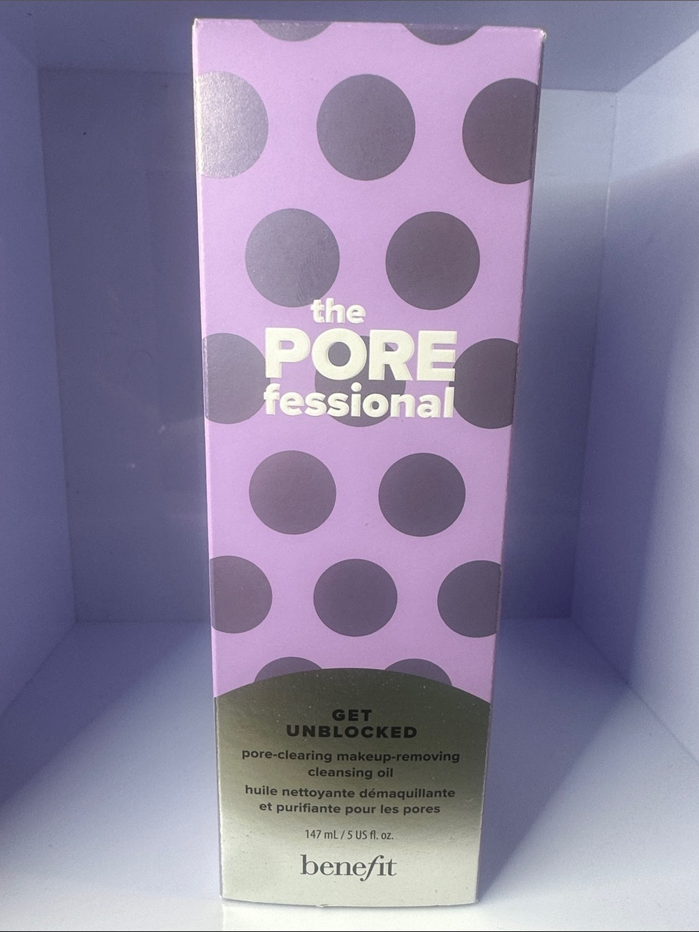 Benefit The POREfessional Cleansing Oil - Lavender and Silver Polka Dot Box